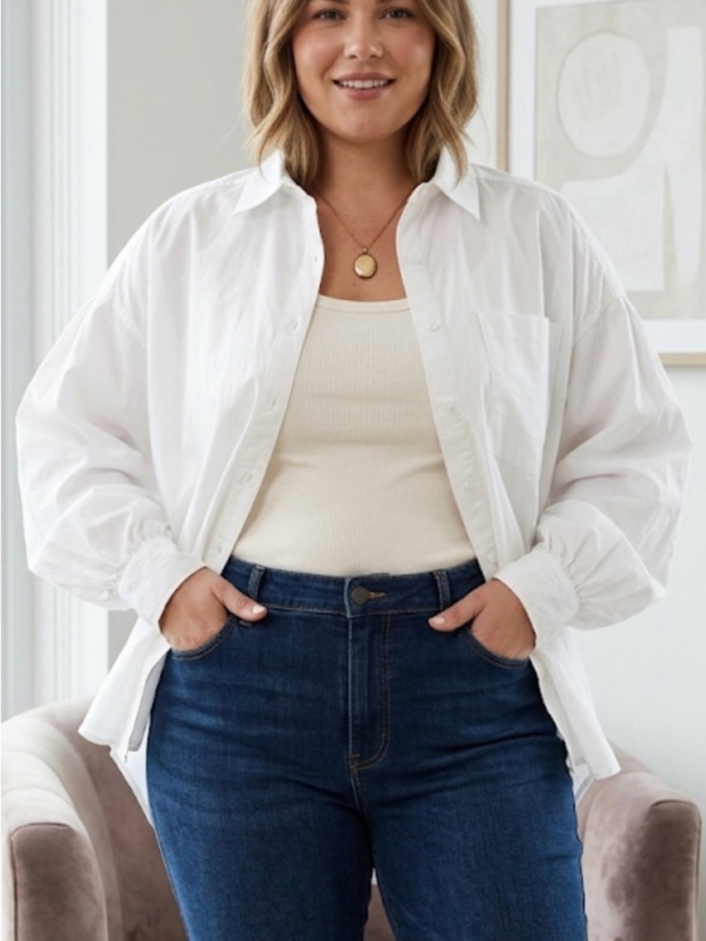 Wonderly White Cotton Long Sleeve Shirt PXL
